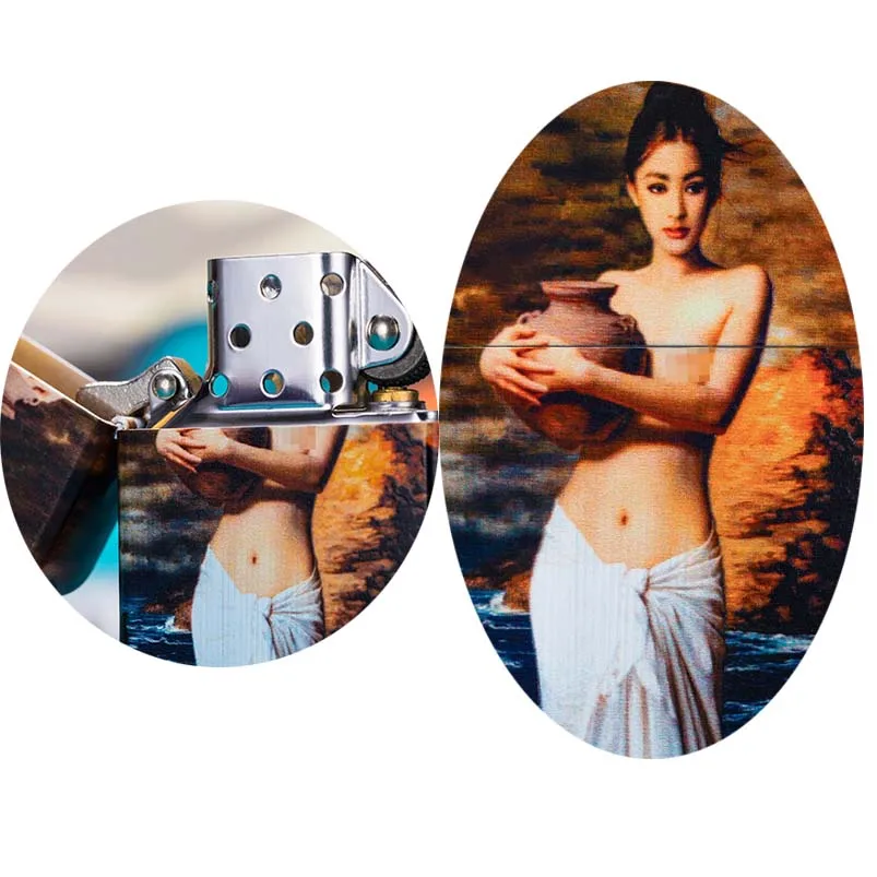 

Kerosene Lighters Personality Art Holding Pottery Female Color Paint Retro Grinding Wheel Creative Windproof Men's Tide