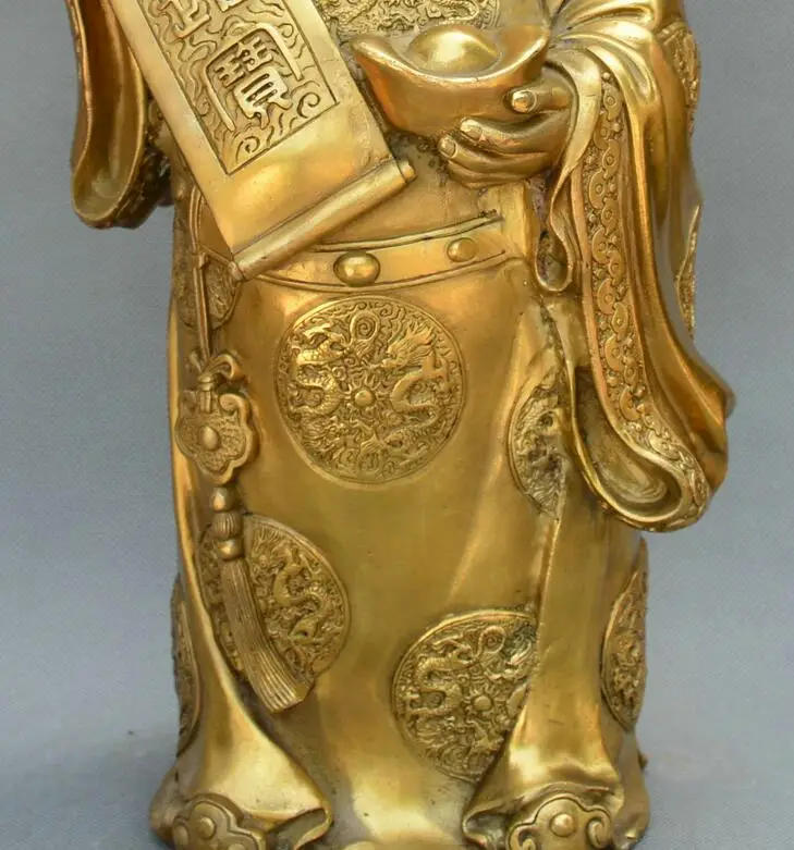 Китайский Фэншуй старый Бронзовый Бог богатства Мамонов поклонение удачи статуя