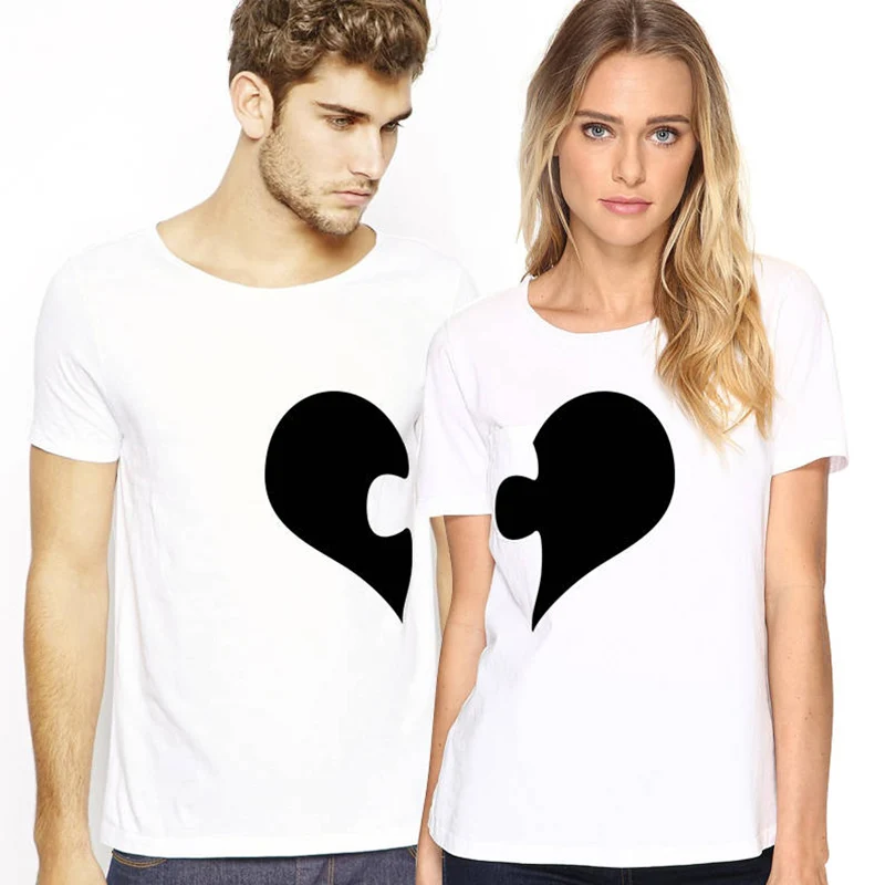 Women Print Funny Couple T-shirt Short Sleeve for Lovers Hip Hop Camisetas Cotton Clothes Summer T Shirt | Женская одежда