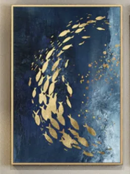 WW104 рамка холст Золотая Рыба Настенная картина Абстрактные постеры для гостиной