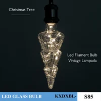 Christmas Tree Shape LED Vintage Filament Glass Bulb Retro Lamp E27 AC85-265V Multi Colors Copper Wire String Decor Light