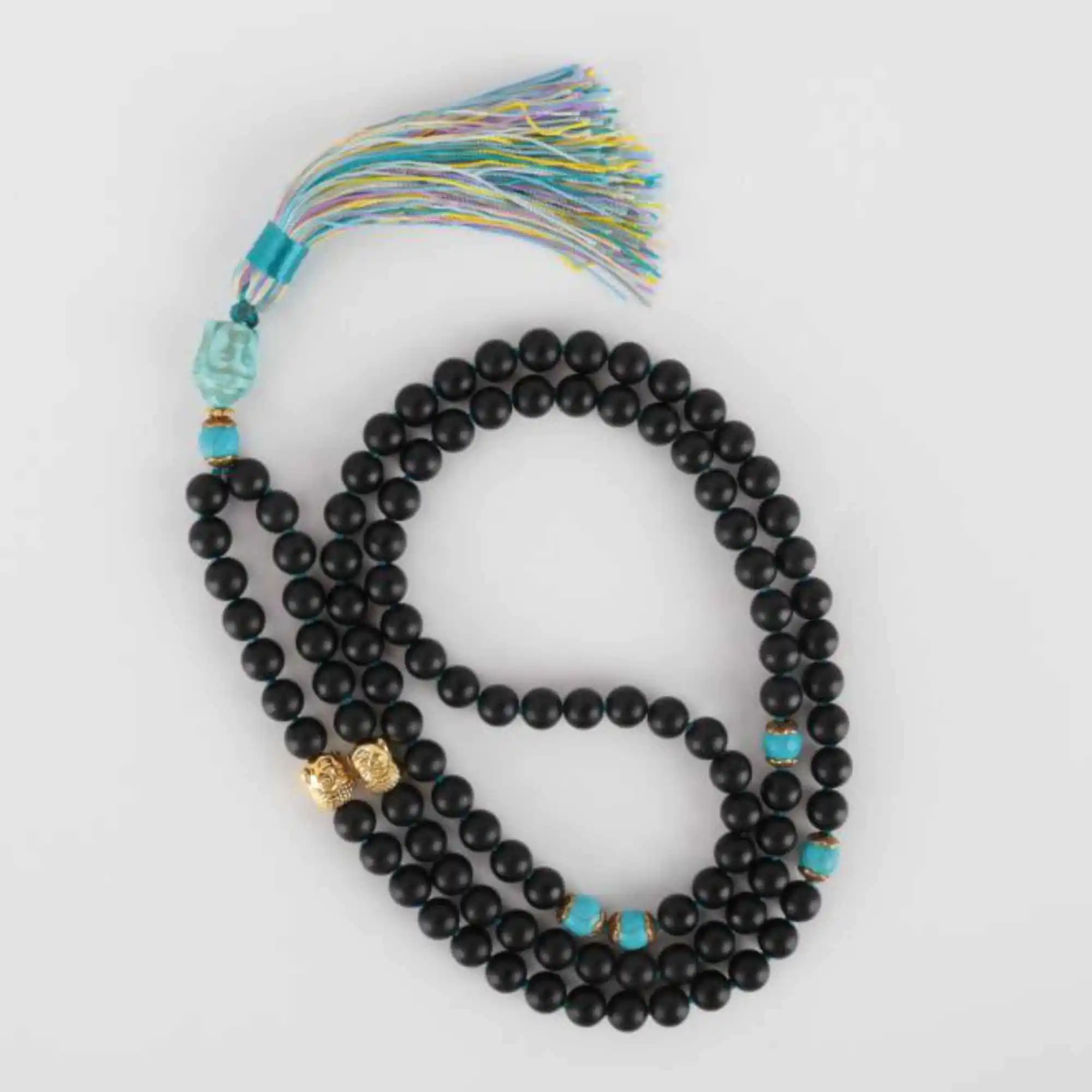 

8mm 108 Natural Scrub black agate Turquoise Bead knot Necklace Thanksgiving Day All Saints' Day Gift Bless Inspiration Elegant