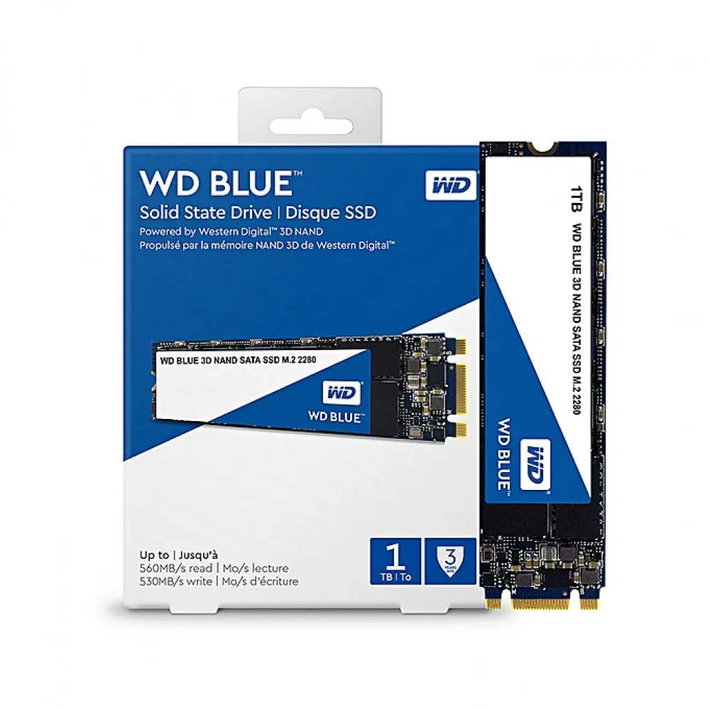 Твердотельный накопитель SSD WD Blue 3D NAND WDS100T2B0B 1ТБ M2.2280 SATA III (TLC)|Внутренние