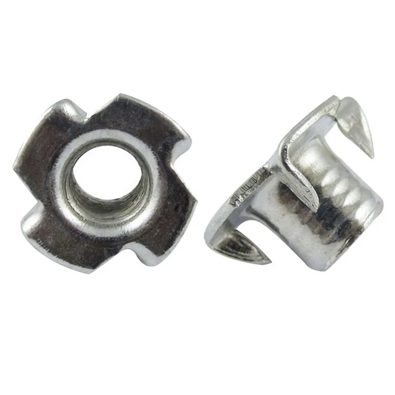 100 шт./компл. оцинкованные Т-образные гайки 4 зубчатые тройники четырехкулачковые