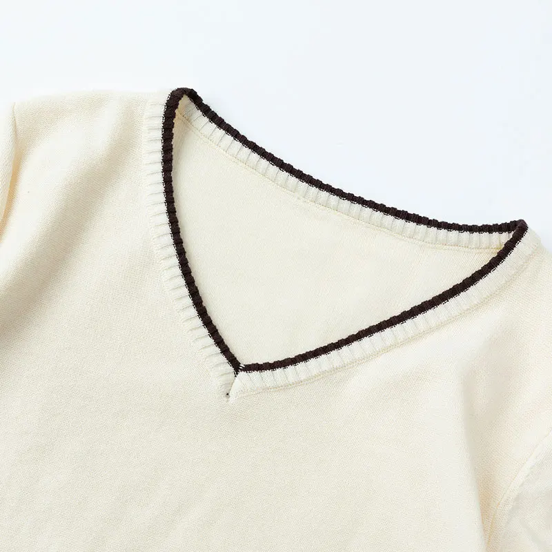 

YISU Women Clothing Summer Casual Sweater O-Neck Stitching Short sleeve Loose Summer Tops Female Thin Knitted Pullover