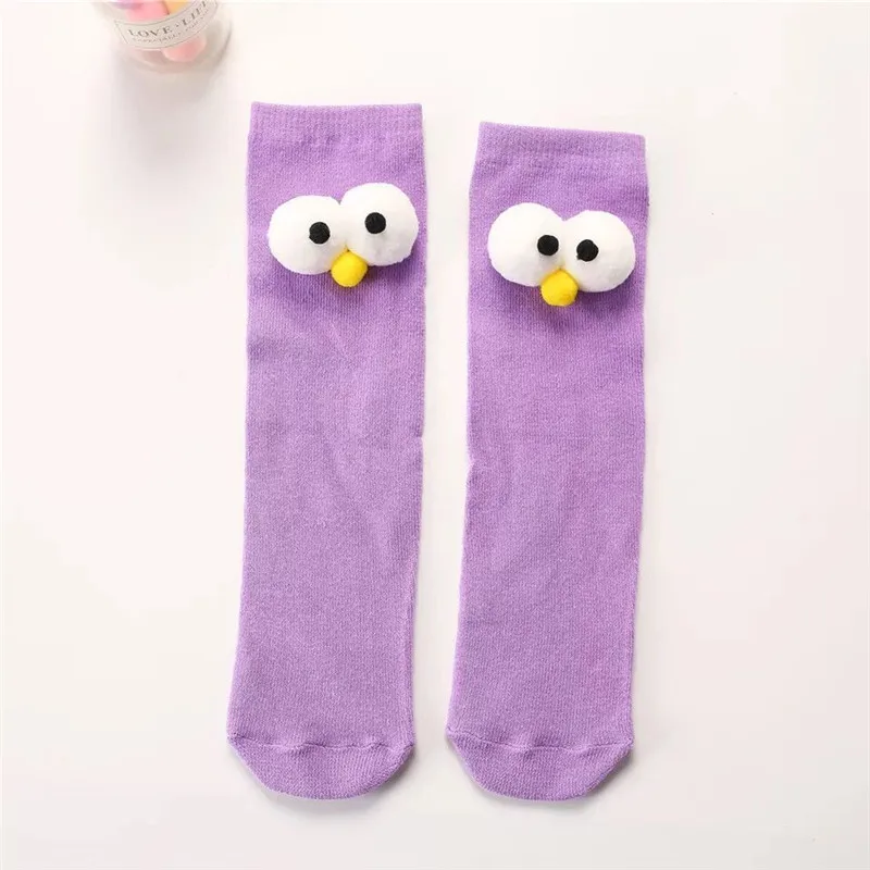 5 Baby Cotton Long Socks Toddler Colorful Cute Cartoon 3D Big Eyes Sock Kids Solid Color Socks Spring Autumn Fashion Kids Gift - Цвет: 5