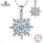 Eudora, новинка, Стерлинговое Серебро 925 пробы, синий кристалл, снежное ожерелье, Белый CZ, ожерелья, элегантные ювелирные украшения, два цвета, цветок, подвески, D582