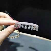 exquisite simple water drop cuff bracelet aaa zircon evening dress jewelry for women luxurious classic bangle