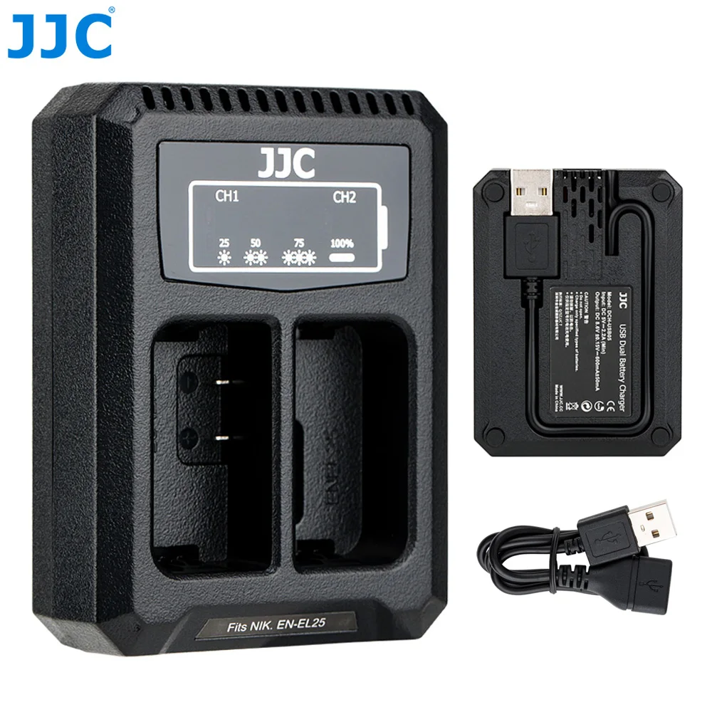 JJC USB двойное зарядное устройство для камер Nikon Z50 подходит EN EL25 перезаряжаемый