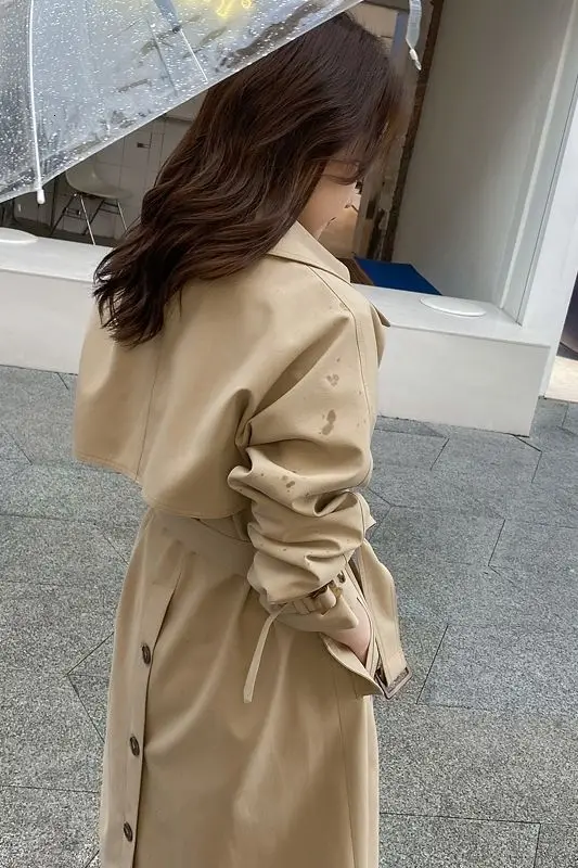 

New 2021 spring dress British fashion medium length windbreaker loose casual waist thin coat p135 control 189