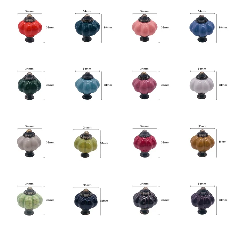 1 шт. 34 мм Тыква Форма Керамика ручки шкаф тянет ящик шкафа фурнитура для кухонной