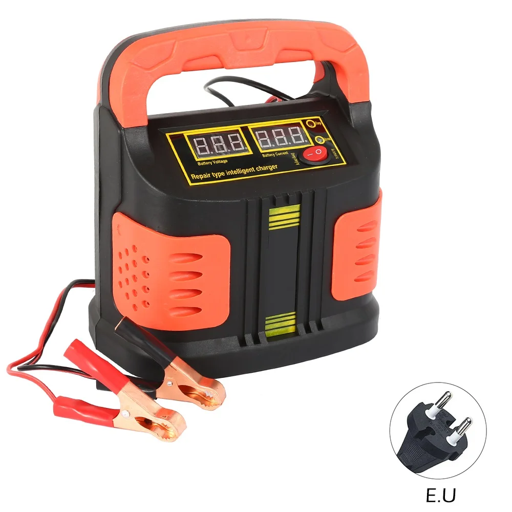 EU Plug 350W 12 V/24 V 35Ah-200Ah автомобильное зарядное устройство, полностью автоматическая 14a Регулировка lcd Быстрая зарядка для мотоцикла Авто источник питания - Цвет: EU Plug