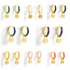 Автоклав Капельное масло серьги в виде колец, 925 серебристого цвета с милым улыбающимся смайликом с розовым солнечных очков чёрный цветной серьги для женщин 2021 трендовый Brincos, можно носить