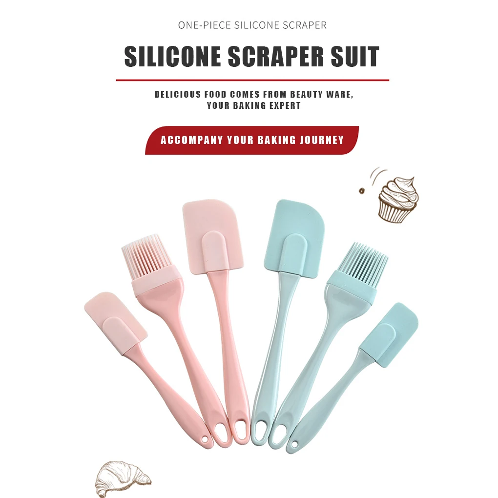 

Hot Sale 3PCS/Set Silicone Cream Scraper DIY Bread Cake Butter Spatula Mixer Oil Brush Kitchen Baking Tool