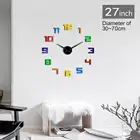 3D самодельные акриловые цветные настенные часы с цифрами, классические арабские цифры, самоклеящиеся декоративные часы, настенные часы с наклейками для гостиной