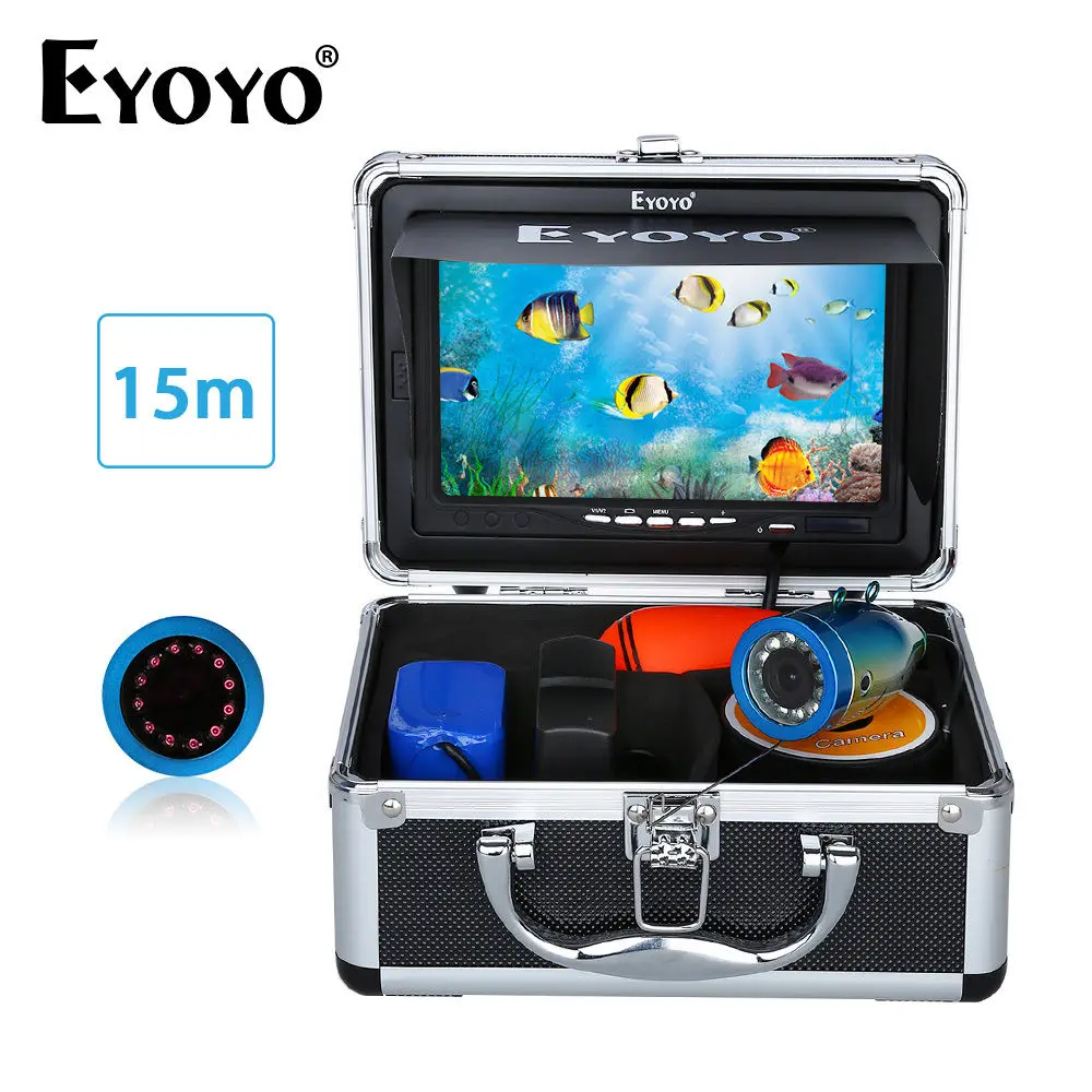 Eyoyo 7 &quotдюймовый Рыбалка Камера 15 м 1000TVL Рыболокаторы подводная лед подводный 12 шт