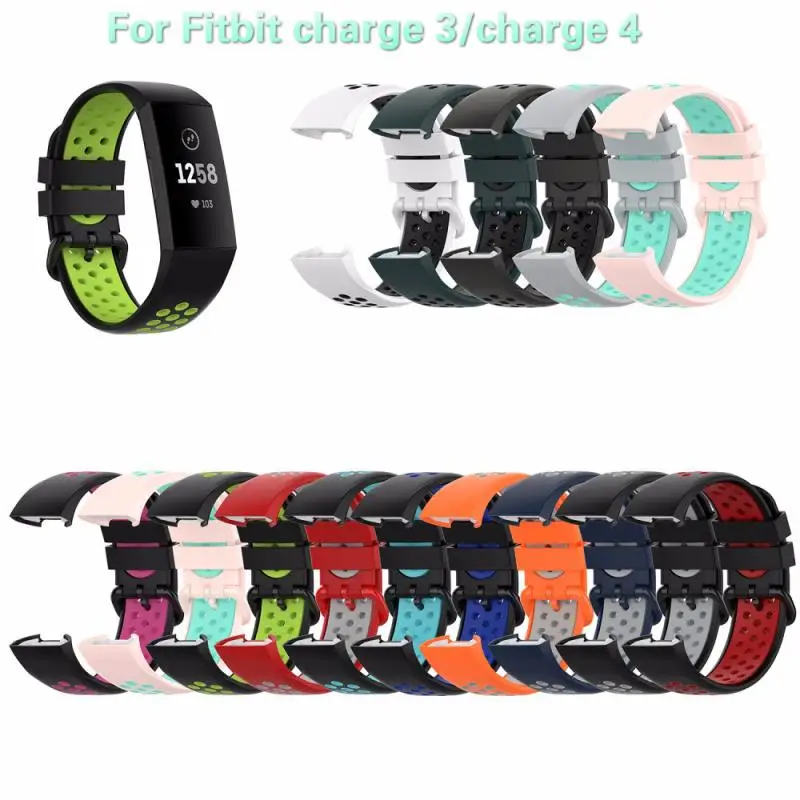 Двухцветный ремешок для часов Fitbit Charge 3 уличный спортивный мягкий силиконовый