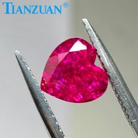 heart shape natural cut 5 red color artificial ruby corundum stone with cracks and inclusionsloose stone