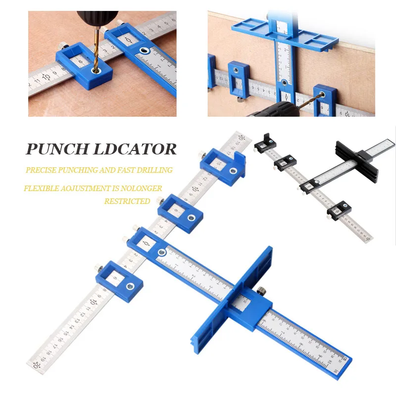 Adjustable Hole Punch Jig Tool Center Drill Bit Guide Set Hardware Locator Woodworking Wood Drilling Dowelling | Инструменты