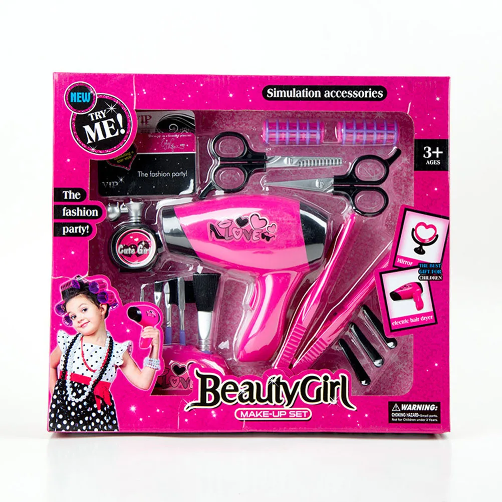 Детский набор игрушек для салонов красоты макияжа с феном выпрямитель волос