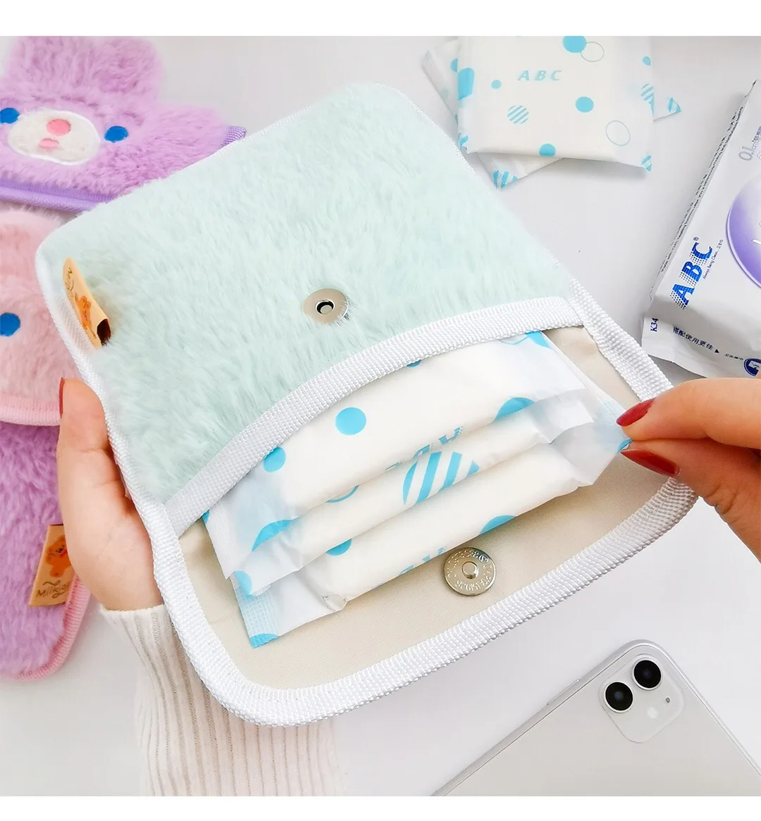 Bentoy Milkjoy Women Sanitary Napkin Bag Girls Korea Coin Purse Card Case Clear Tampon Japan Storage Holder Waterproof Make up | Багаж и