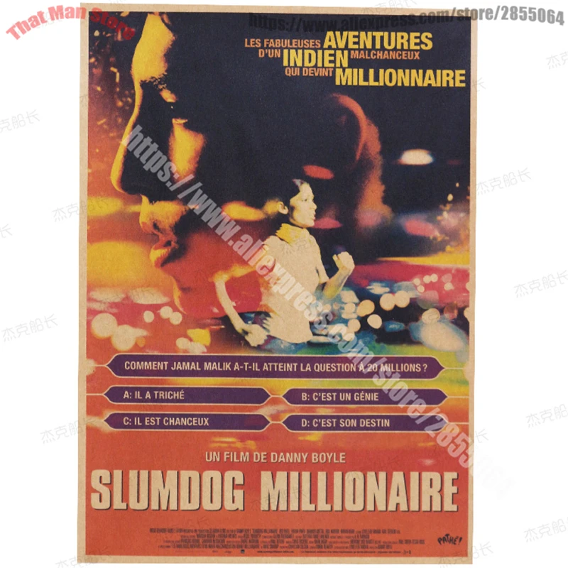 Миллиардер Slumdog, индийская пленка, Оскар core, винтажный постер из крафт-бумаги для бара, кафе, гостиной, столовой, настенные картины