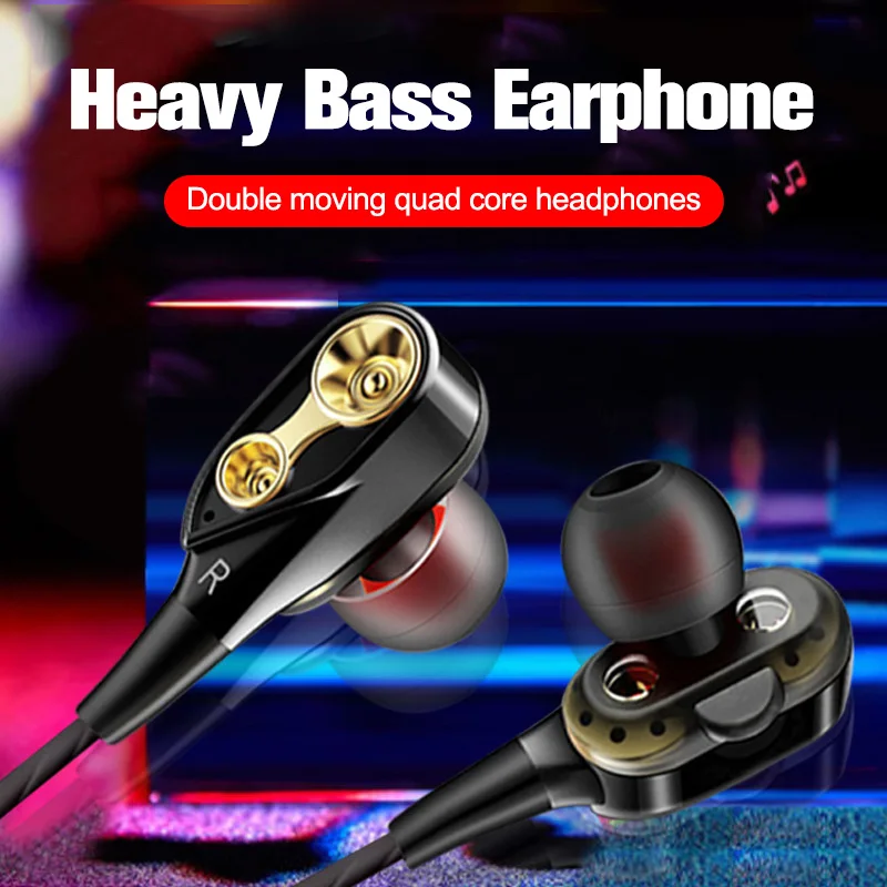 High Bass Wired Earphone Dual Drive Stereo In-Ear Earphones With Microphone Computer Earbuds For Cell Phone | Электроника