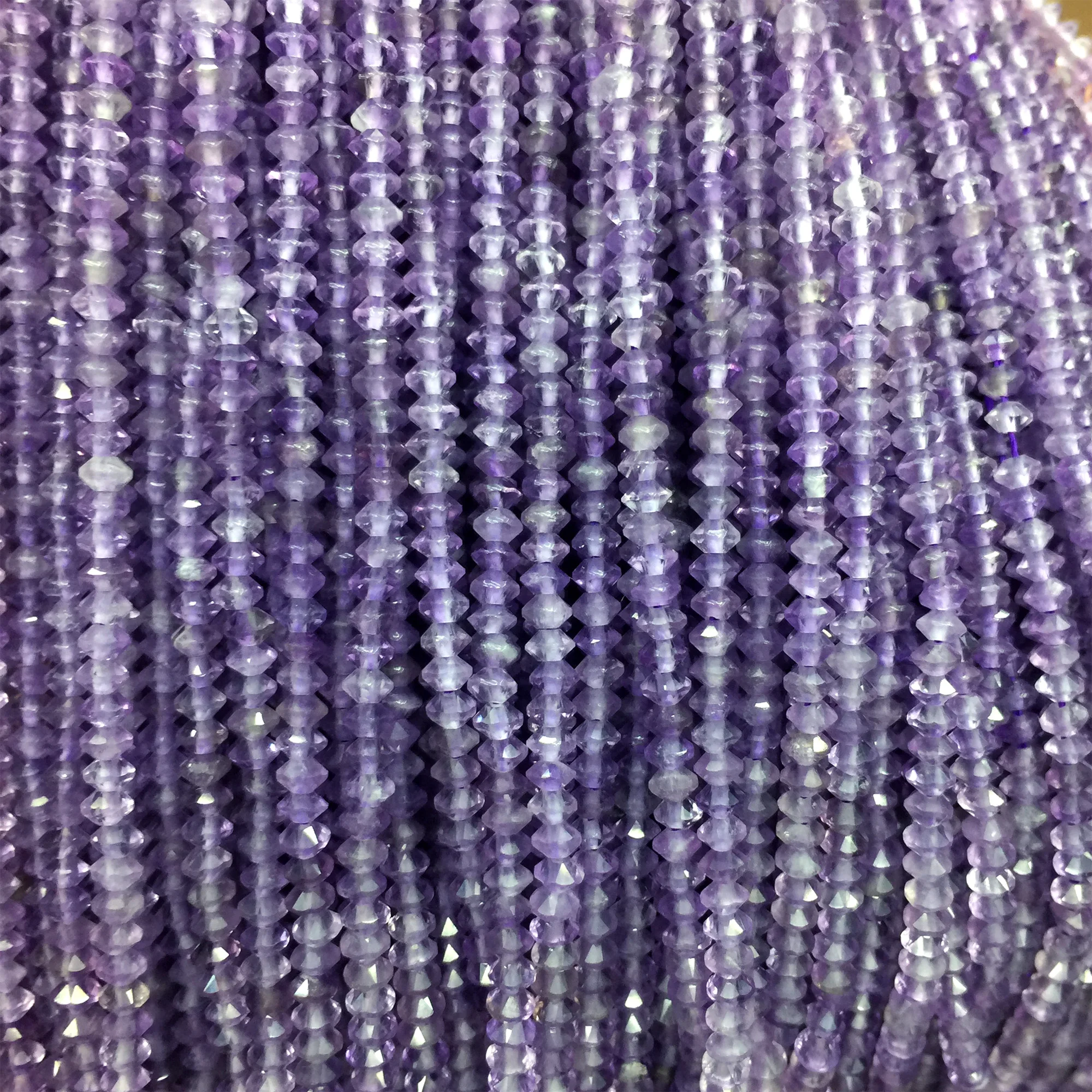 

Genuine Natural Purple Amethyst Faceted Rondelle Necklaces or Bracelets Small Beads 3x4mm 06144