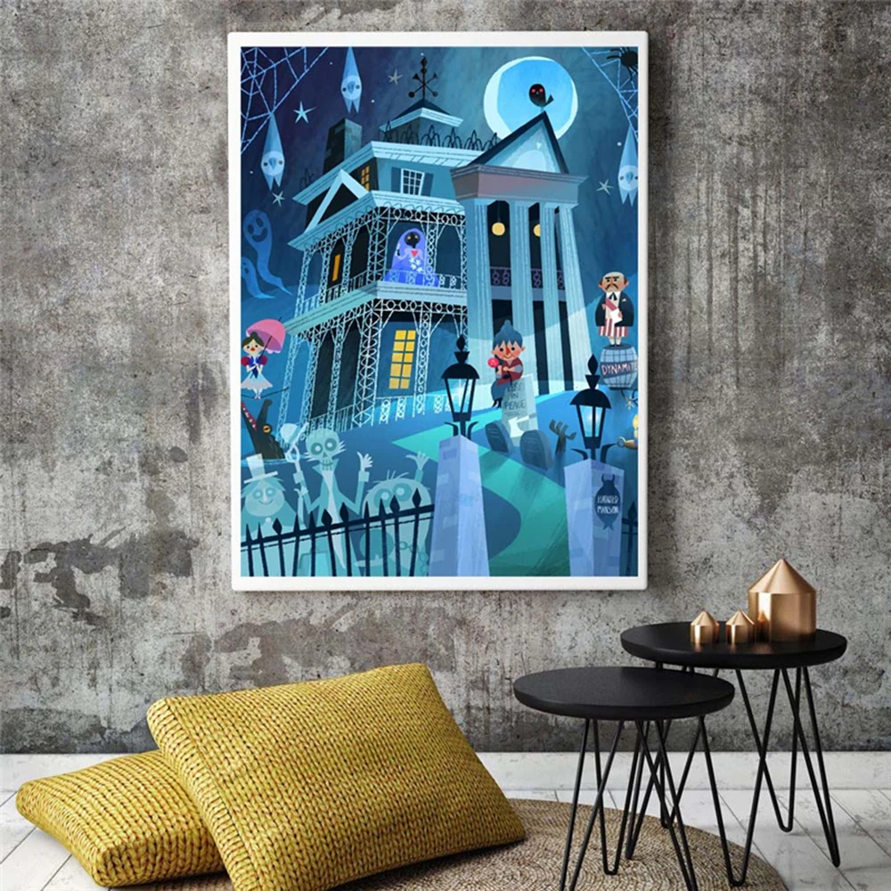 Картина на холсте с изображением дома привидениями | Дом и сад