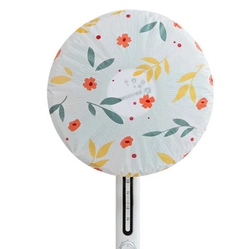 PEVA Floral Round Fan Protection Cover Floor Fan Safety Protection Waterproof Dust Cover - Цвет: Floral pattern