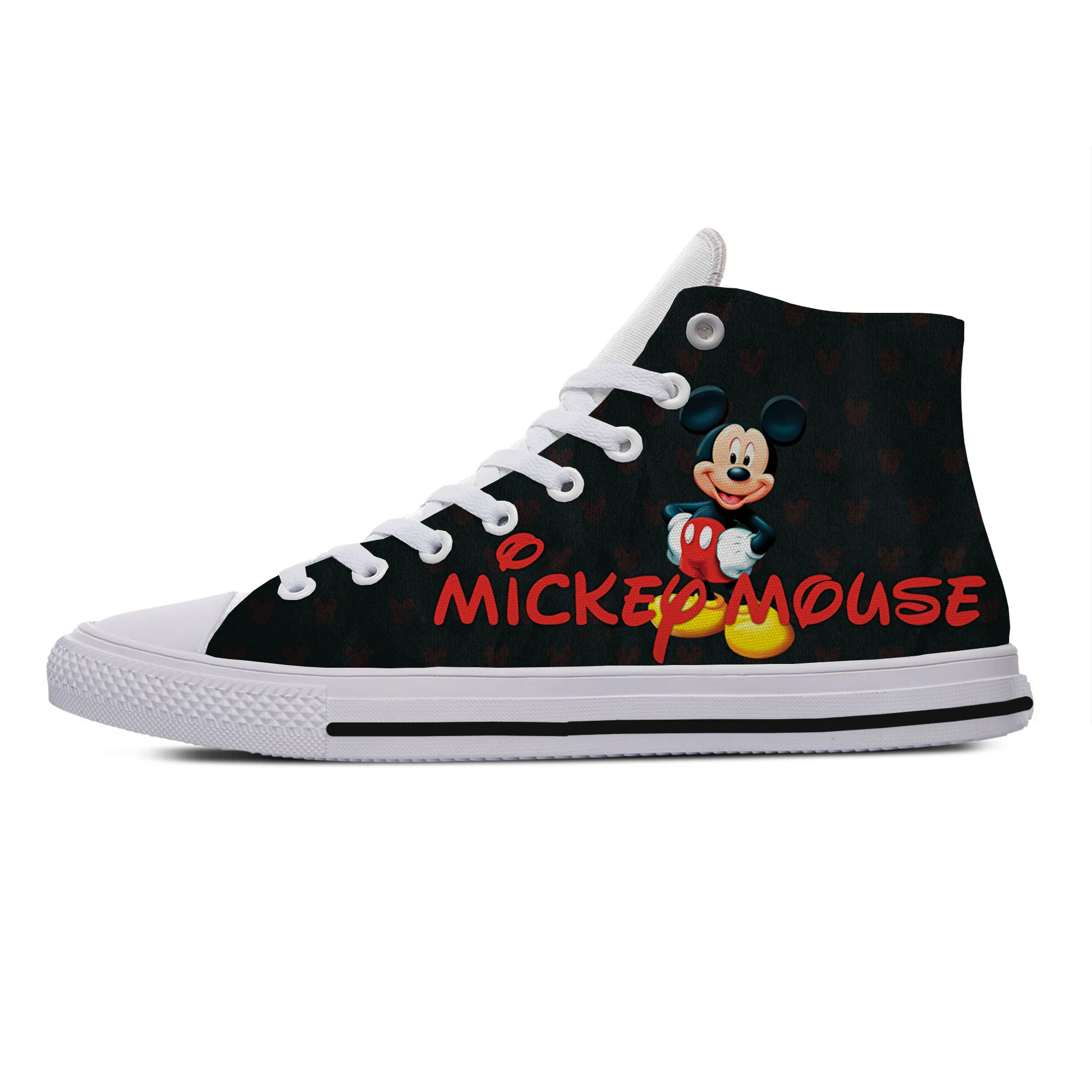 Mickey Mouse1 Женская Повседневная парусиновая обувь по индивидуальному заказу; высокие мужские туфли с Микки Маусом; женская дышащая обувь на заказ - Цвет: Mickey Mouse1