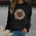 Женская толстовка с круглым вырезом, пуловер с длинным рукавом, топ на весну и осень, свободная толстовка с принтом подсолнухов, Y2k Moletom Feminino # fs