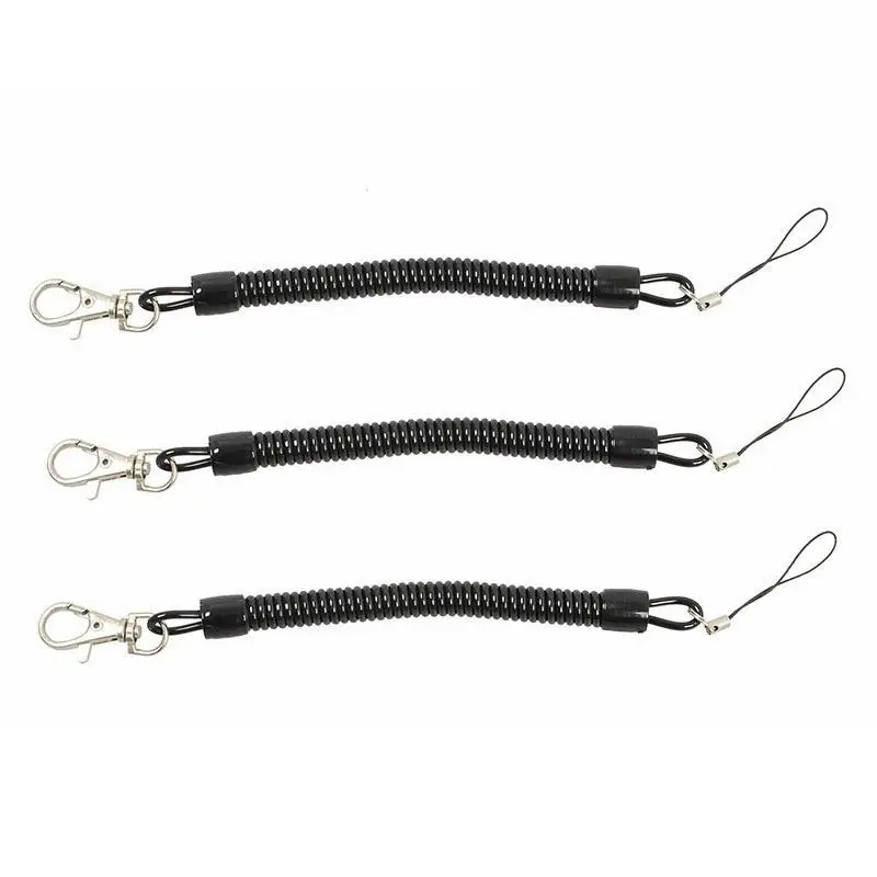 

Lobster Clasp Hook Spring Stretchy Coil Keyring Keychain Strap Rope Cord Swivel Lobster Clasp Clips Key Hooks Black Wholesales