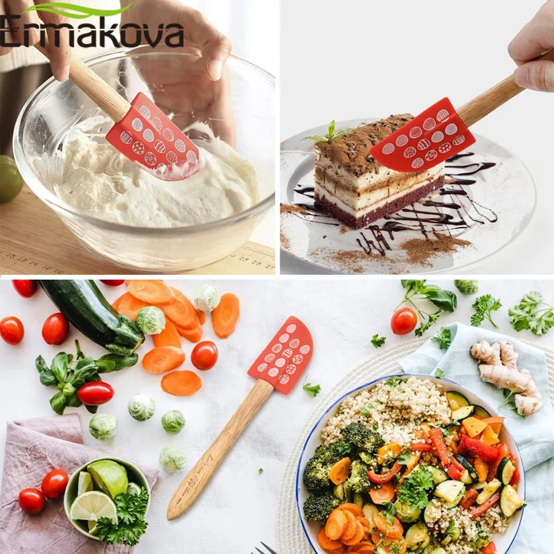 Ермакова 3 шт. длинный силиконовый шпатель силиконовая ложки для выпечки щетка с