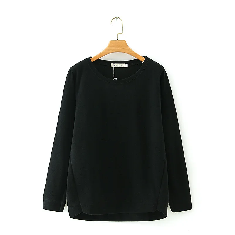 Свитшот женский повседневный однотонный пуловер с капюшоном топ оверсайз черный