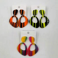 trendy mix color stripes acrylic drop earrings for women geometric big resin colorful long dangle earrings fashion pendientes br