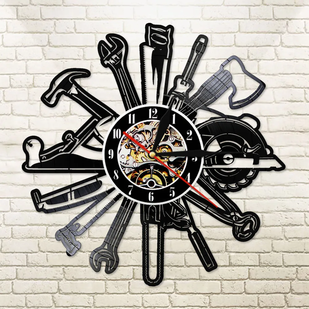 Инструменты для гаража автомобиля виниловая запись настенные часы механический