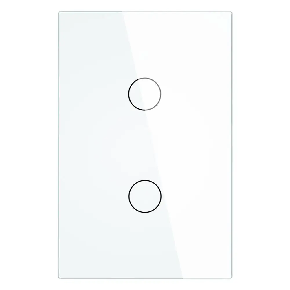 White 2 Gang Smart Wifi Touch Switch No Neutral Wire Required Smart Home RF433 Tuya App Wireless Remote Light Switch US170-240V Support Alexa - Комплект: White 2 Gang