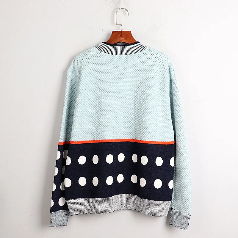 

Saythen sweater women Korean version of polka dot jacquard color matching loose knit sweater 2020 autumn and winter new products