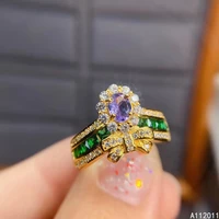kjjeaxcmy fine jewelry 925 sterling silver inlaid natural gem tanzanite new woman female girl student ring support detection