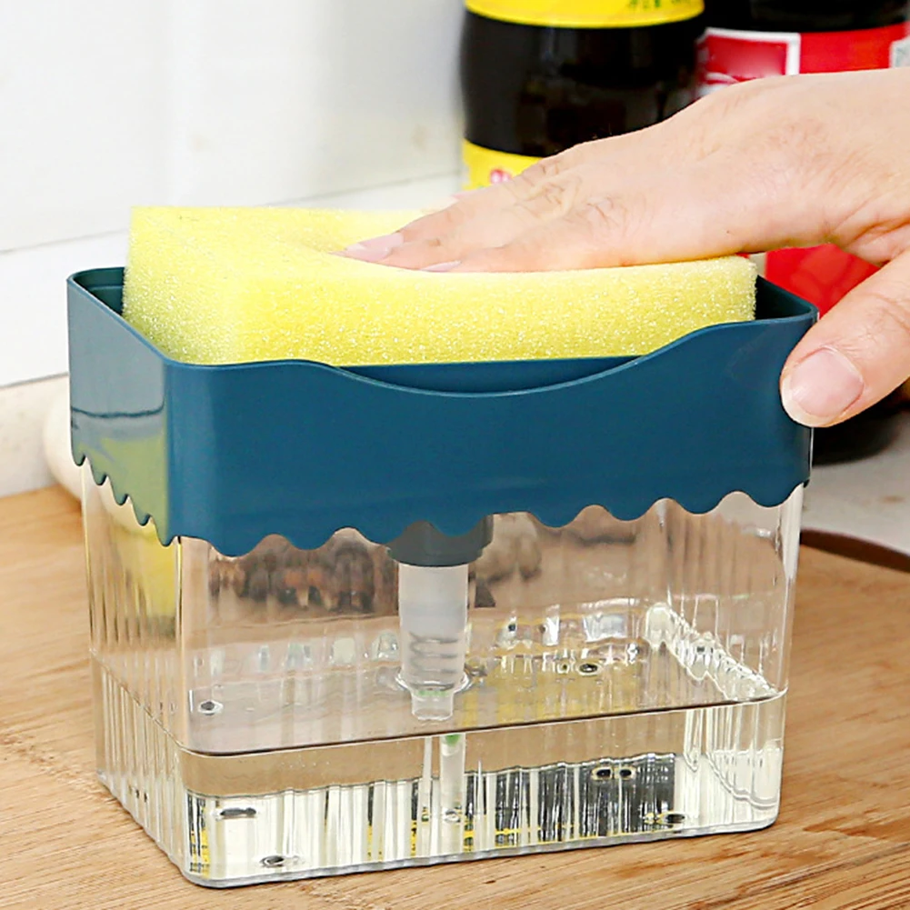 2 в 1 дозатор для мыла с держателем губки жидкостей контейнер Ручной пресс