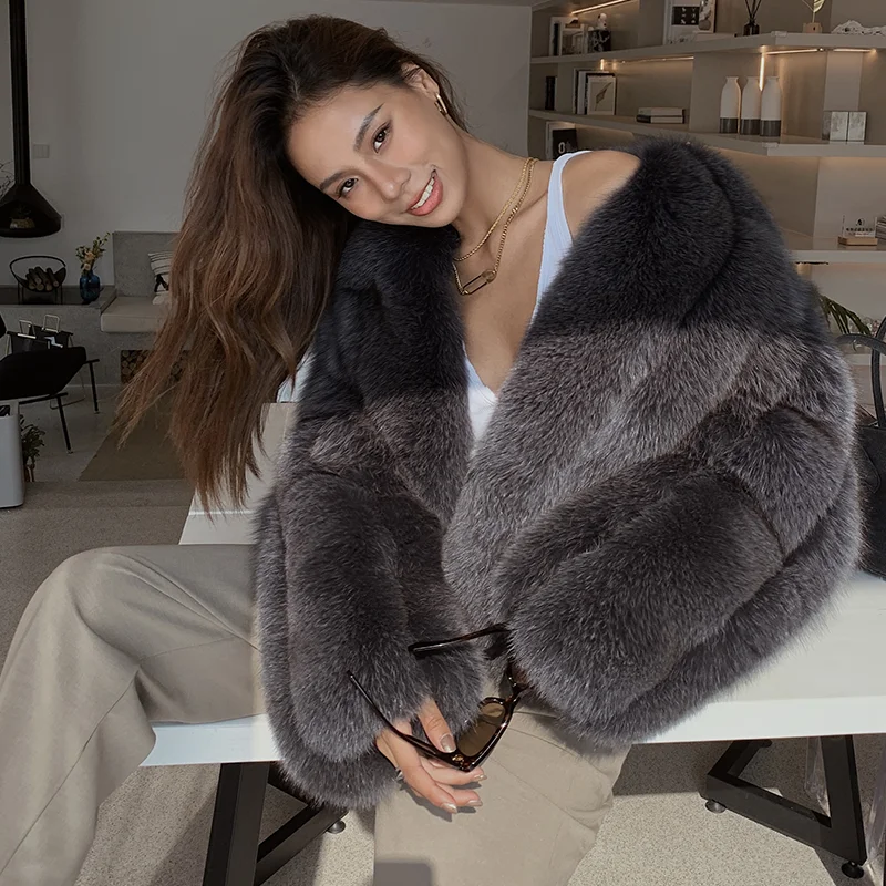 Imported From Finland Fox Fur Coat Women 2020 New Genuine Fur Coat Women Thick Warm Jacket Bat Sleeved Real Fur Coat Luxury