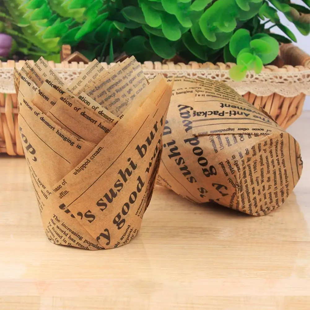 

50 Pcs Cake Cup Multi-use Heat-resistant Oil-proof Paper Kitchen Cake Cup for Cooking