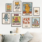 Винтажная Абстрактная Картина на холсте Пиза, сердце, фигурки Кейта, Настенная картина, Настенная картина, домашний декор, Картина на холсте