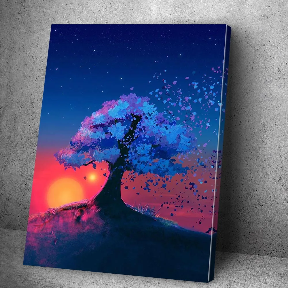 

HD Home Decoration Printing Anime Sunset Poster Canvas Wall Art Oil Painting Living Room Decor Ready To Hang Framed