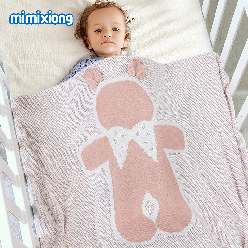 

Newborn Baby Blankets Cotton Knitted Infant Stroller Swaddle Wrap Month Blanket Super Soft Bear Toddler Sofa Bedding Stuff Cover
