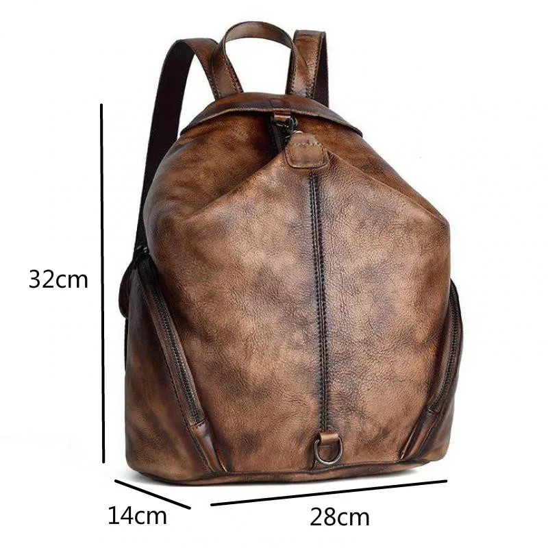 

Bestform Handmade Women Backpack Vintage Genuine Leather Solid Color Soft Handle Sofe Cow Leather Leisure Fashion Travel Bags