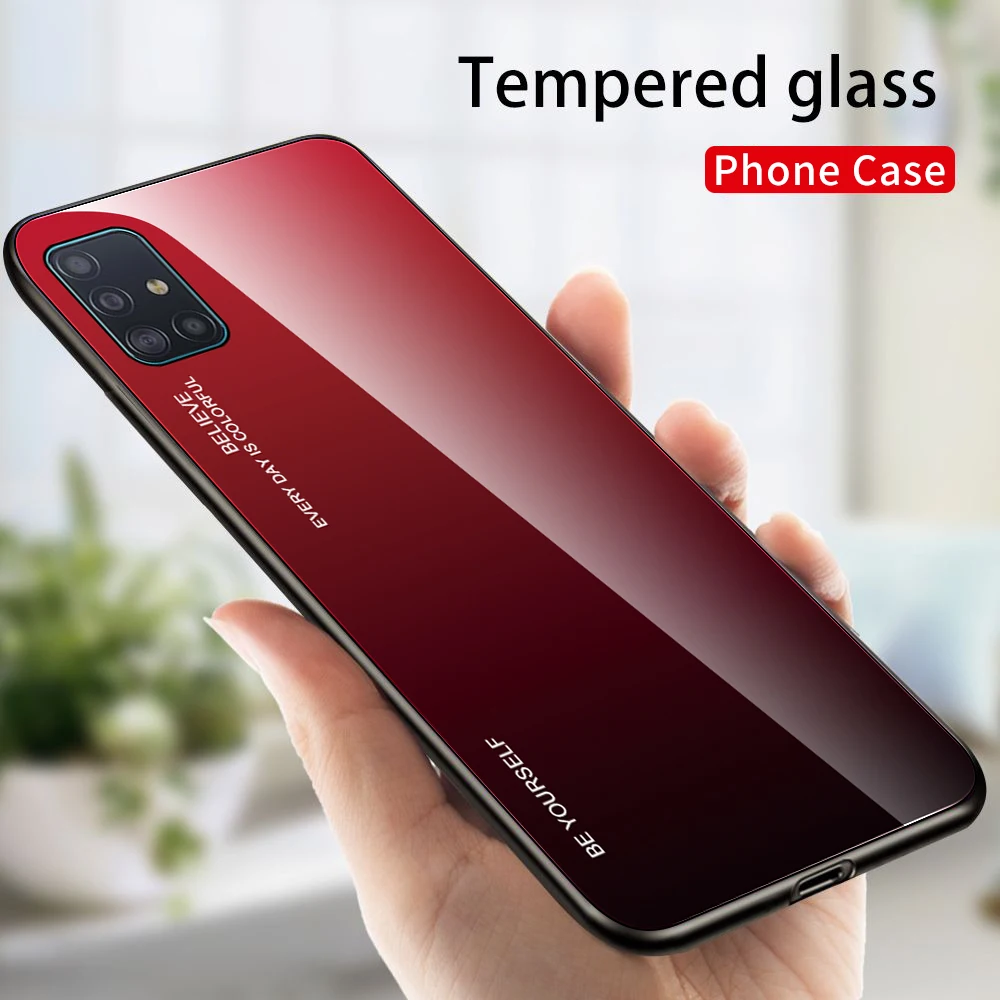 Для samsung Galaxy A30 A40 A50 A51 A71 A60 A70 A80 A90 чехол градиент закаленное Стекло защитный на