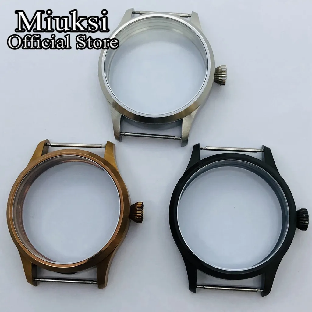 

Miuksi 42mm silver copper black steel watch case sapphire glass fit ETA 6497 6498 Seagull ST3600 ST3620 ST36 series movement