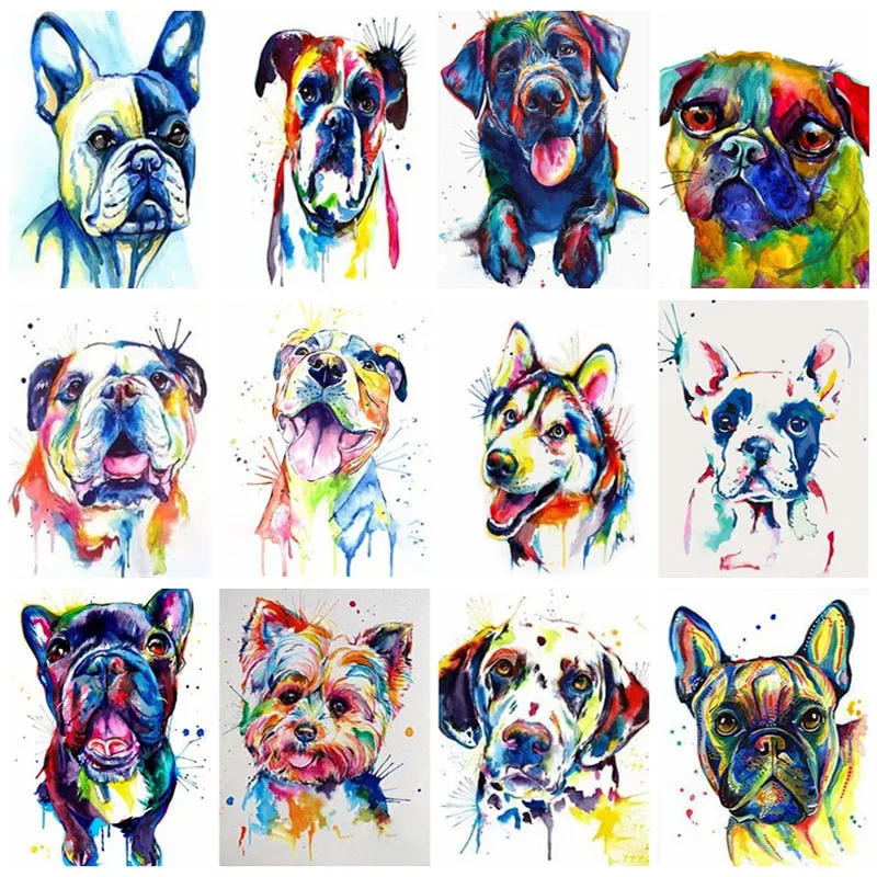 

5D DIY алмазная живопись животных полный квадрат круглый красочный Алмазная вышивка собаки Вышивка крестом мозаика украшение дома